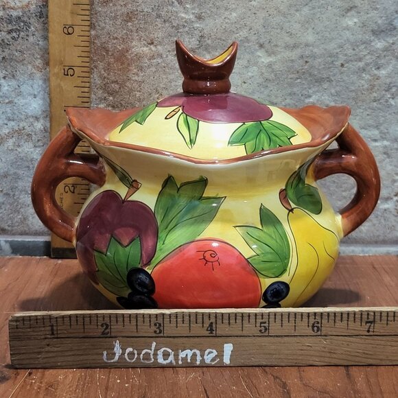 Serving Bowl With Lid Handles Fruit Design Soup Tureen Casserole Dish - Picture 10 of 12